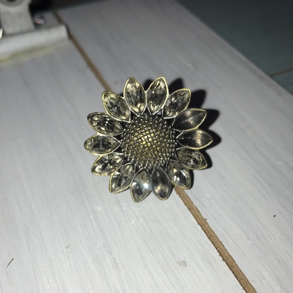 Fossil Sunflower Ring 7.5 Rhinestones Chunky Fun - Picture 10 of 13